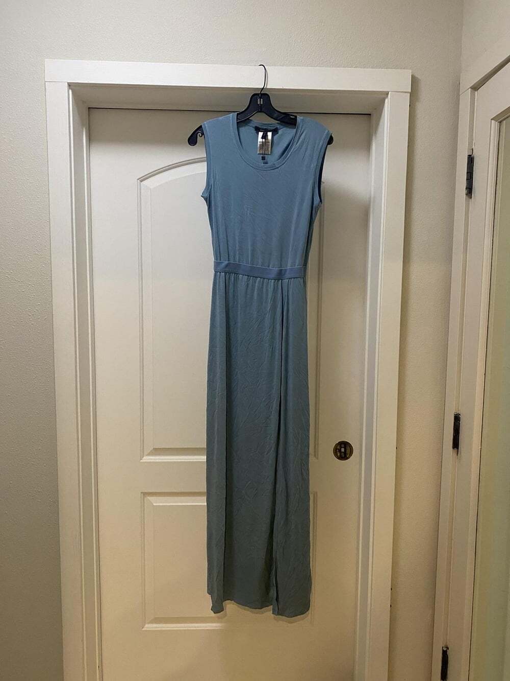 BCBGMAXAZRIA Mylie Dress Womens XS Blue Tank Jersey Maxi Side Slit Layered